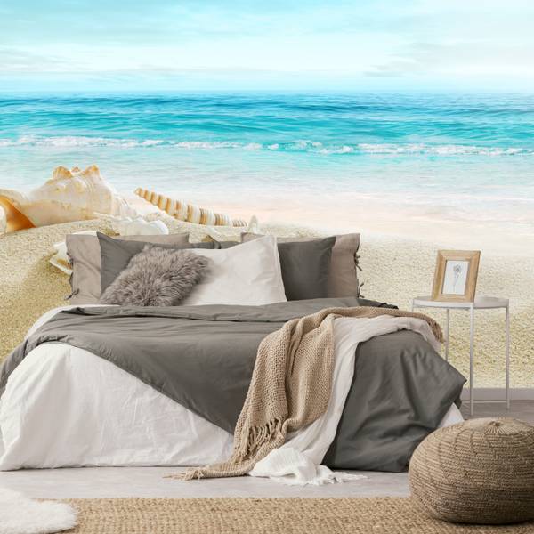 Fototapete Muscheln Strand Sand Wellen 300 x 210 x 210 cm
