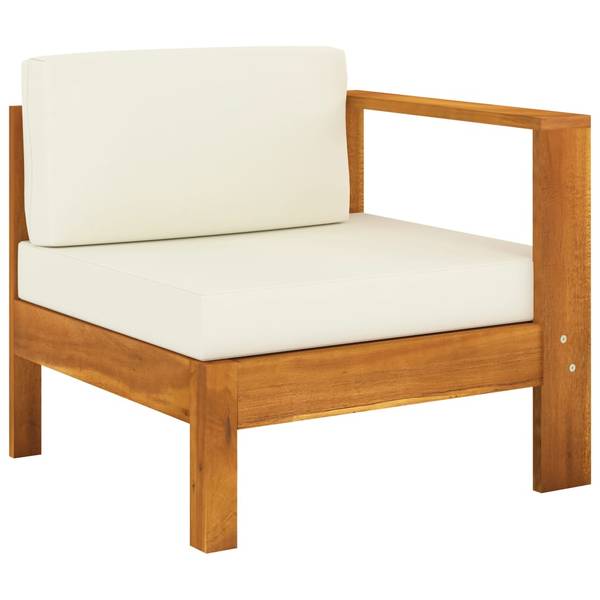 Salon de jardin 3006534-2 (lot de 5) Blanc - Polyester - Acacia - 60 x 25 x 100 cm