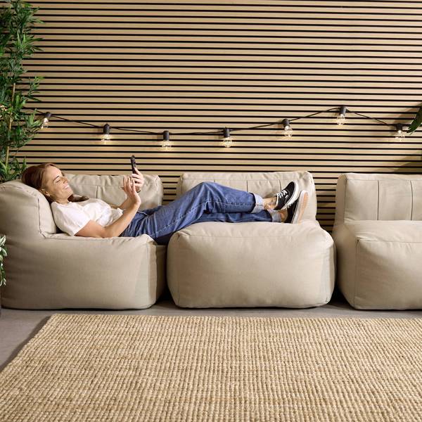 Outdoor Sitzsack Sofa ZEN 3-tlg. Beige - Webstoff - Polypropylen - 295 x 68 x 100 cm