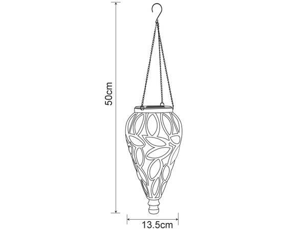 2erSet LED Solarhängeleuchten, Höhe 50cm Schwarz - Metall - Kunststoff - 14 x 50 x 14 cm