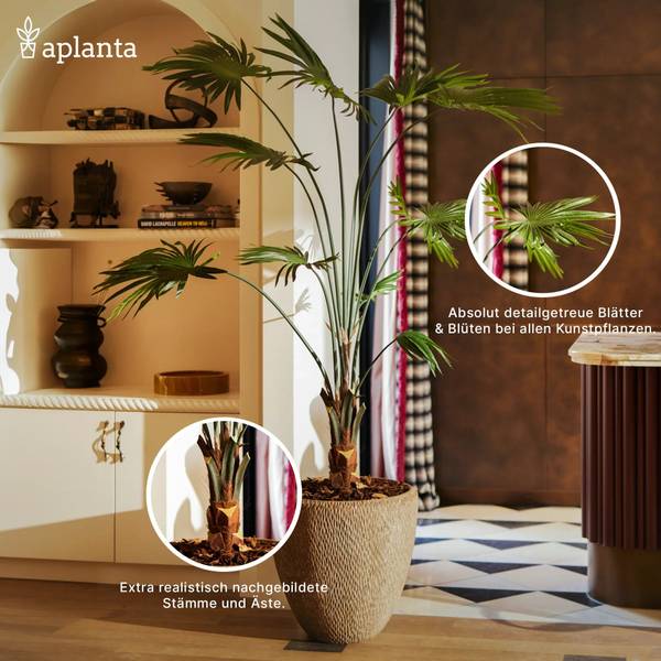 Künstliche Longifolia Marvin Beige - Kunststoff - 75 x 210 x 75 cm