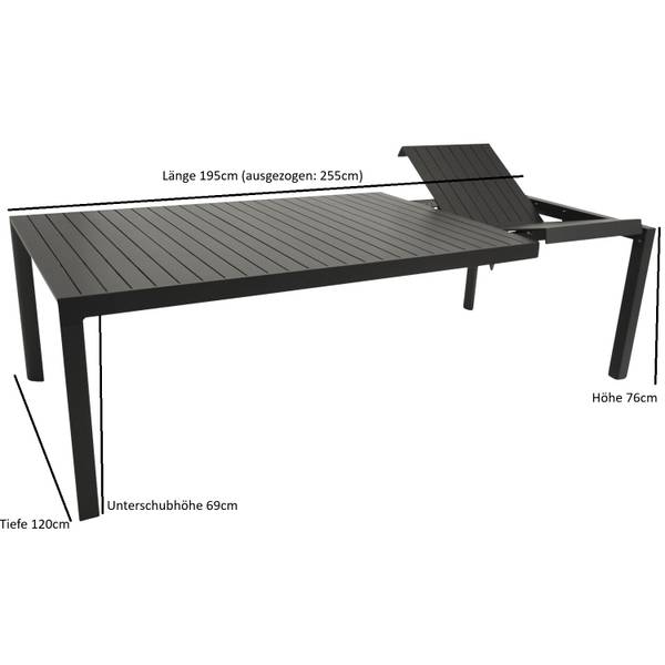 Garnitur LAGOS XL 7-teilig Grau - Aluminium - 195 x 76 x 255 cm