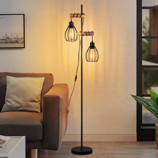 Lampadaire Ellis II Noir - Métal - 23 x 23 x 152 cm