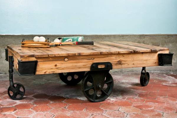 Couchtisch Wood Wagon Braun - Holz teilmassiv - 80 x 44 x 140 cm