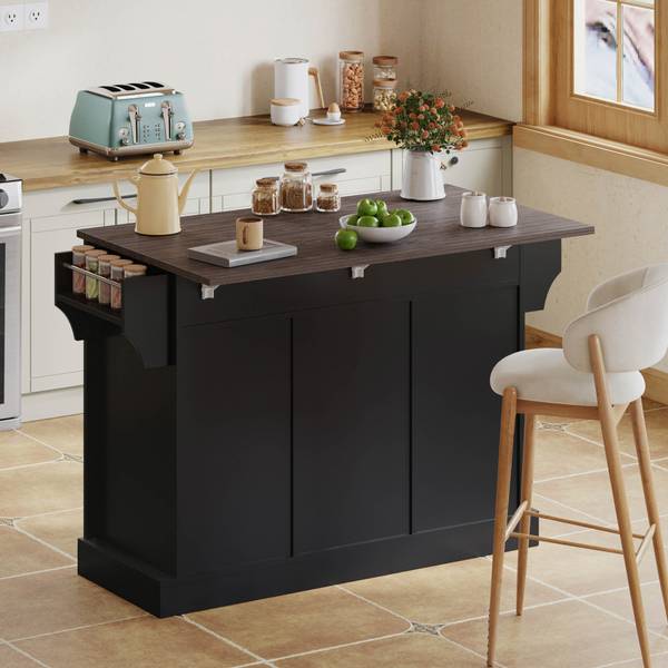 Küchenwagen WoodyEve Ⅲ Schwarz - Holzwerkstoff - 70 x 91 x 120 cm