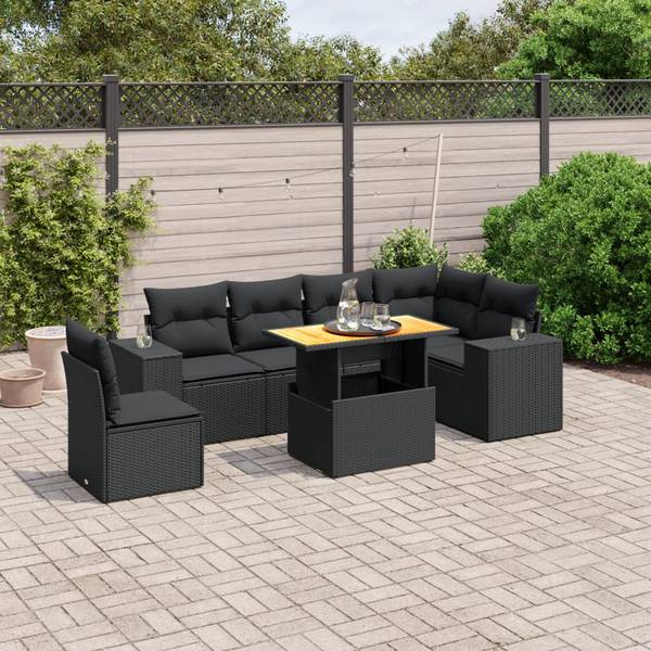 Garten-Lounge-Set 3037198-3 (7-teilig) Schwarz