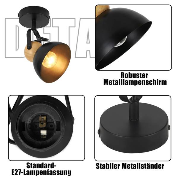 Deckenstrahler Forrester 1-flammig Schwarz