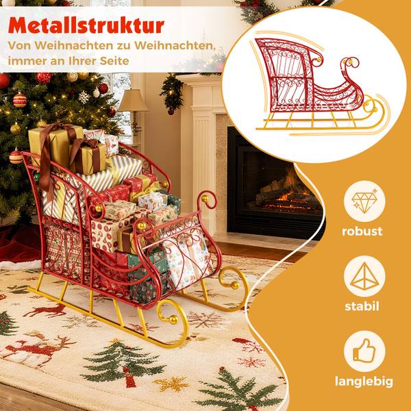 Weihnachtsschlitten OY47366DE Rot - Metall - 42 x 62 x 85 cm