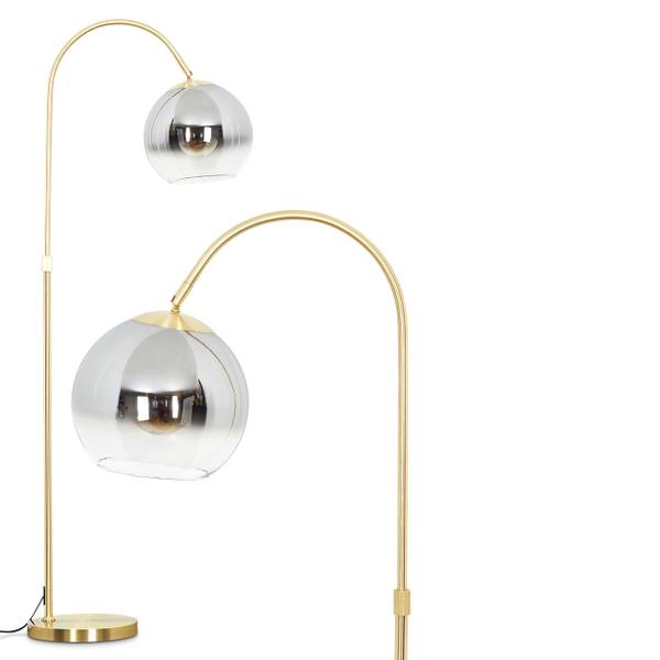 Stehlampe Cesaro Grau - Aluminium - Klarglas - 25 x 140 x 52 cm