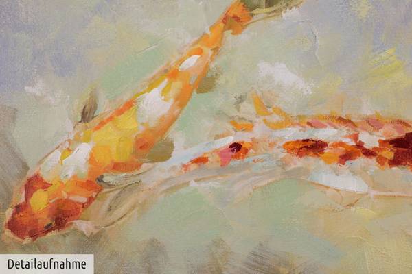 Acrylbild Handgemalt Fische Mad Baumwollstoff - 100 x 70 x 4 cm