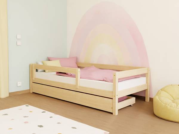 Kinderbett LUCKY 14 Pink - Fichte - 128 x 41 x 208 cm