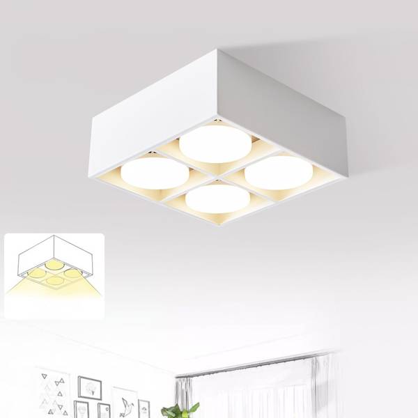 Led Plafondlamp Howard met 4 lichtbronnen wit - metaal - 20 x 9 x 20 cm