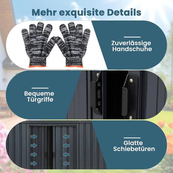 Gartenhaus SF6447SD+DE Schwarz - Metall - 129 x 197 x 182 cm