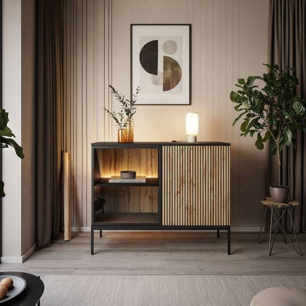 ECLIPSE K104 Kommode Schwarz - Braun - Holzwerkstoff - 104 x 83 x 39 cm