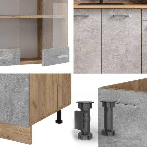 Single küche R-Line 53995 Braun - Grau - Chrom - 140 x 82 x 60 cm
