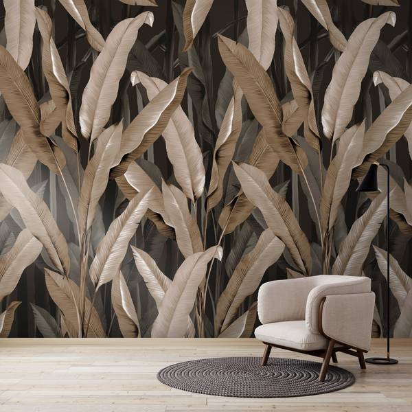 Fototapete Bananenblatt Schwarz - Fleece - 400 x 280 x 1 cm