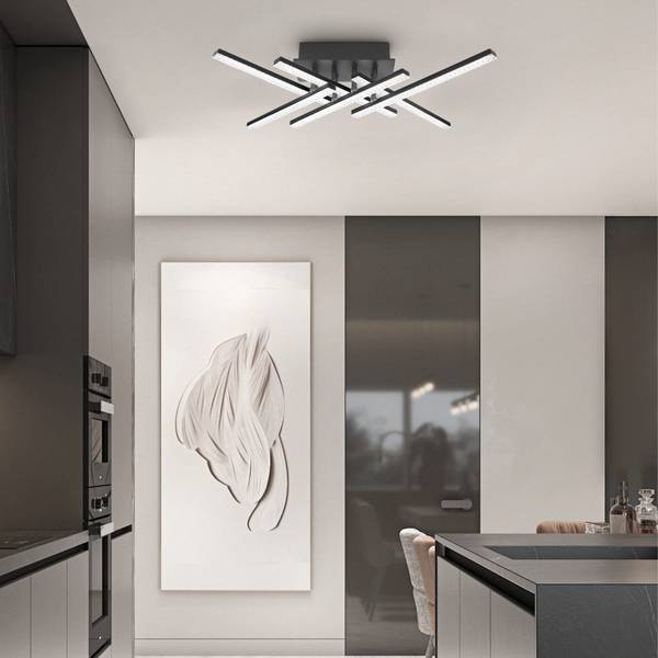Plafonnier LED Kristallglanz Noir - Métal - 36 x 13 x 50 cm