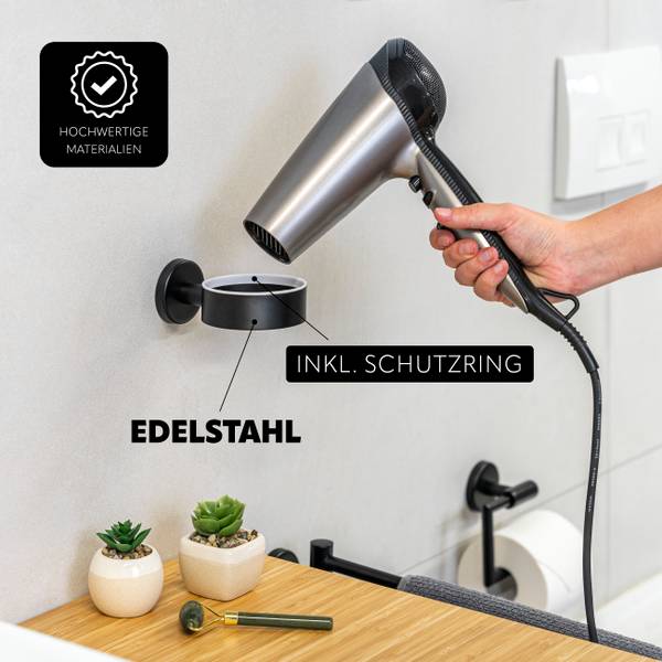 Badzubehör Piazza Black 5er-Set Schwarz - Metall - 15 x 35 x 12 cm