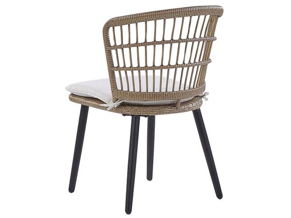 Gartentisch ALIANO II 7-tlg Beige - Schwarz - Blau - Polyrattan - 159 x 85 x 94 cm