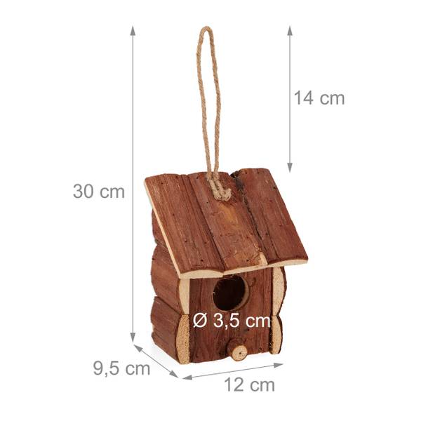 Decoratie vogelhuisje hout bruin - plaatmateriaal op houtbasis - 12 x 17 x 10 cm