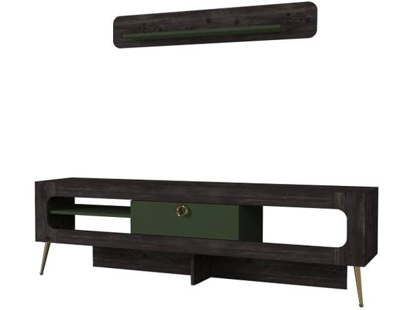 Wohnwand Milandra Rebab Braun Grau - Holzwerkstoff - 180 x 55 x 31 cm