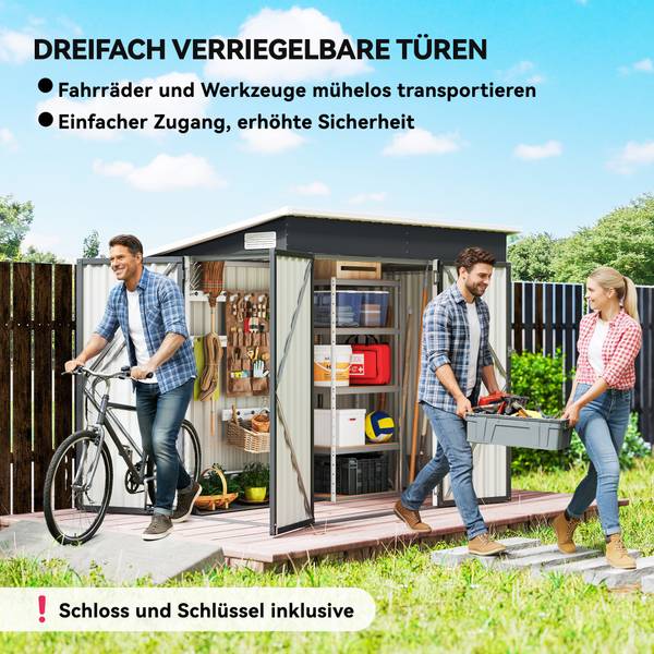 Gerätehaus 582V00CG Grau - Metall - 234 x 185 x 132 cm