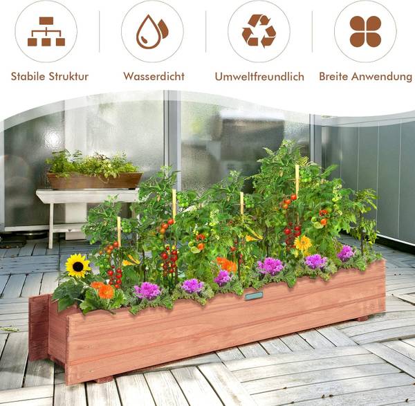 plantenbak SF5969NL bruin - massief hout - 92 x 16 x 18 cm