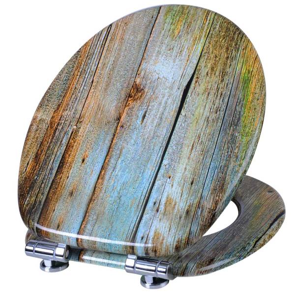 WC-Sitz Merle Blau - Weiß - Edelstahl - 38 x 2 x 44 cm