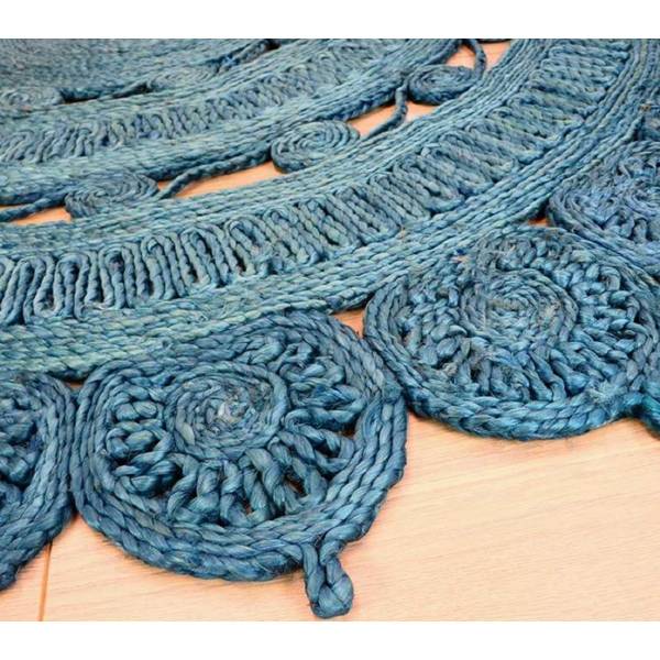 Tapis rond jute style berbère JADE Bleu