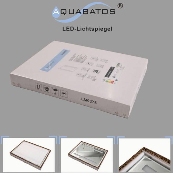 LED Badspiegel Kosmetikspiegel mit Uhr Silber - Glas - 120 x 60 x 5 cm