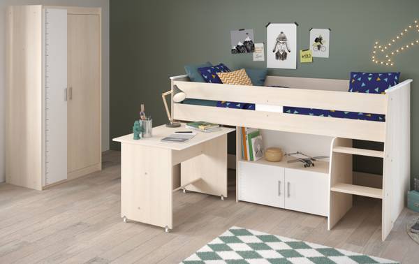 Kinder- und Jugendzimmer Charly5 Braun - Weiß - Holzwerkstoff - 206 x 180 x 114 cm