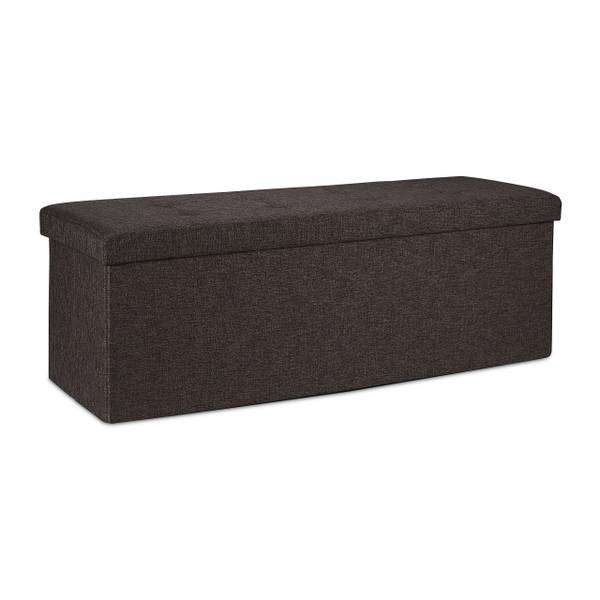 Relaxdays Opvouwbare Zitbank Met Rugleuning En 2 Kussens - Crème Opbergbank 75 X 115 X 47 Cm
