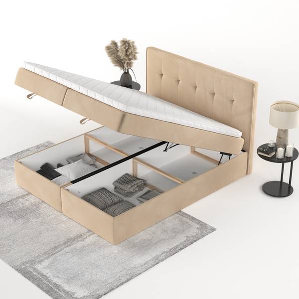 Boxspringbett TIVRA mit Stauraum Kronos Beige - Liegefläche Breite: 160 cm