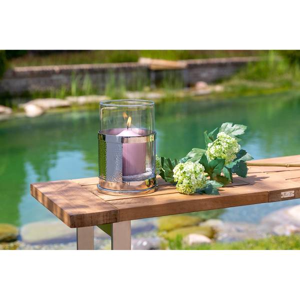Windlicht mit Glas Domo Silber - Metall - 13 x 13 x 13 cm