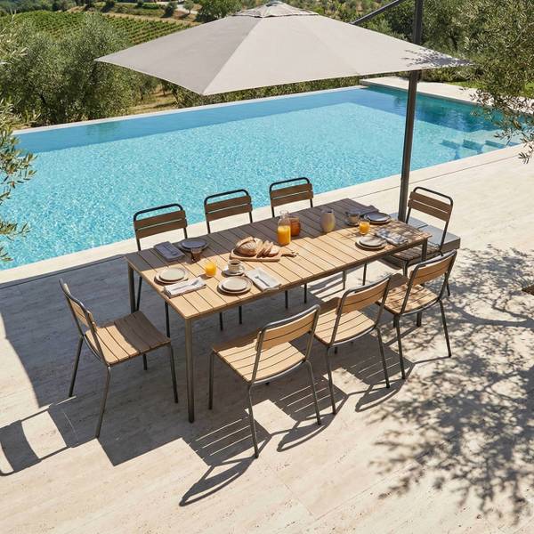 Gartentisch Bogota Grau - Holzwerkstoff - 90 x 74 x 180 cm