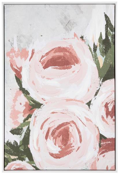Leinwandbild DENISE Grau - Pink - Holzwerkstoff - Kunststoff - Textil - 60 x 90 x 1 cm