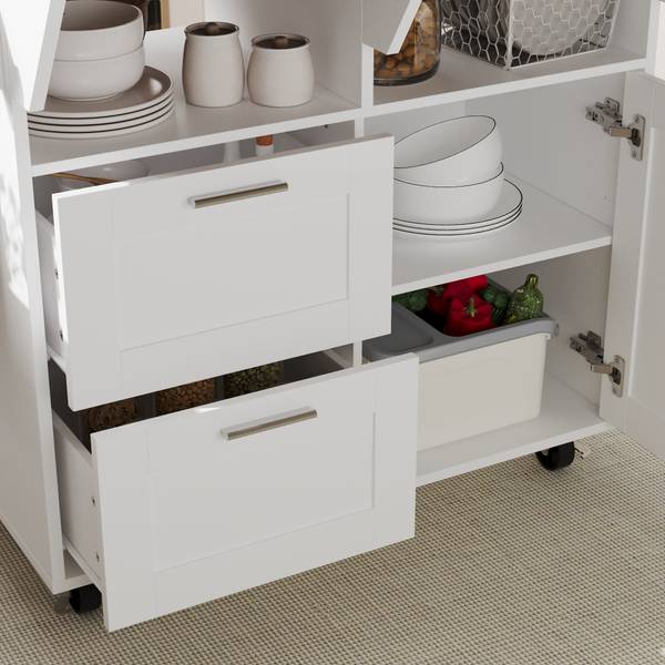 Kücheninsel ZCY70 Braun - Weiß - Holzwerkstoff - 80 x 90 x 80 cm