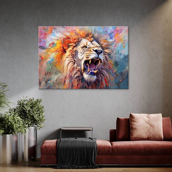 Wandbild gefährlicher löwe abstraktion 60 x 40 cm