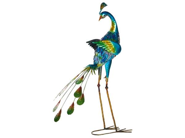 Gartenfigur PEACOCK Blau - Metall - 26 x 75 x 18 cm