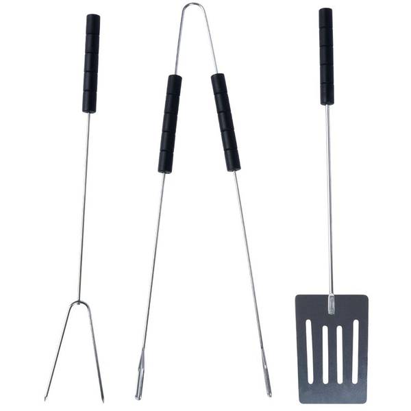 Grillbesteck Set 3-tlg. 489176 Silber - Metall - 3 x 3 x 38 cm
