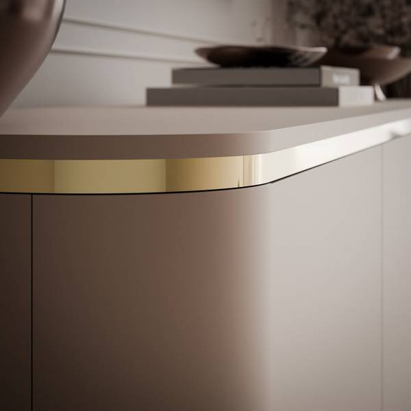 TV-Schrank AVELINE Beige - Gold - Holzwerkstoff - 200 x 35 x 40 cm