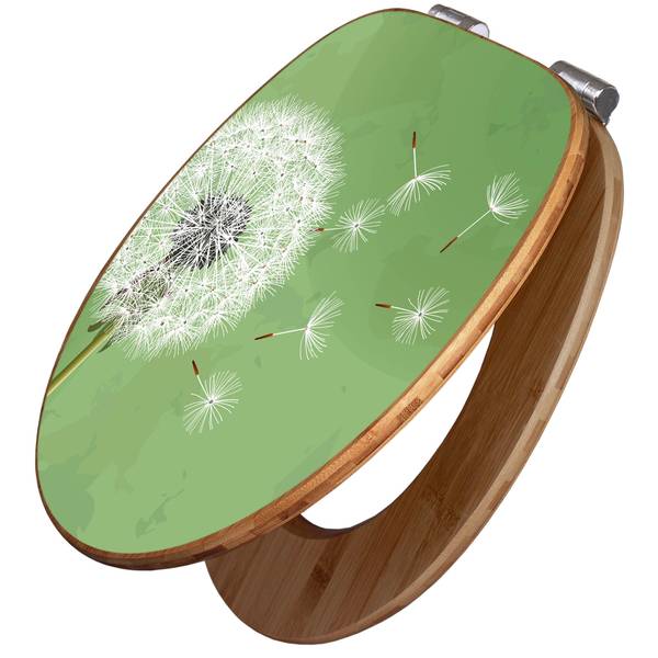WC-Sitz mit Absenkautomatik Pusteblume 3 Grün - Bambus - Holzwerkstoff - 38 x 5 x 49 cm