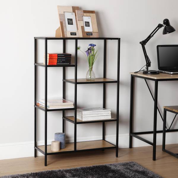 Regal Cedric Schwarz - Holzwerkstoff - Holz teilmassiv - 70 x 109 x 30 cm