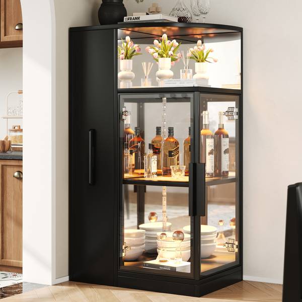Vitrine JZGLS40 Ⅲ Schwarz - Holzwerkstoff - 64 x 112 x 42 cm