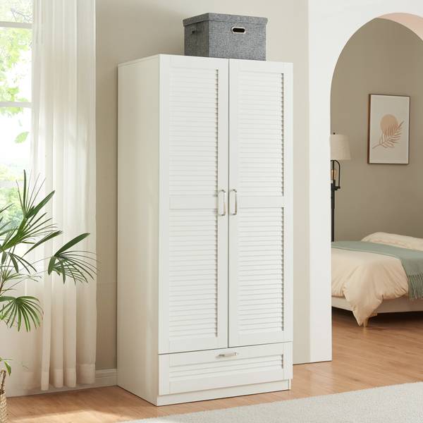 Kleiderschrank Finning Weiß - 2 Türen - 3