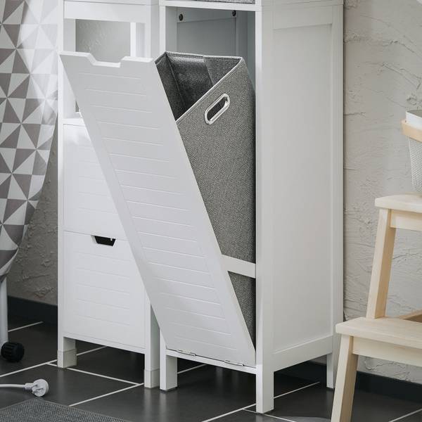 Hoge kast BZR123-W wit - plaatmateriaal op houtbasis - 30 x 145 x 30 cm