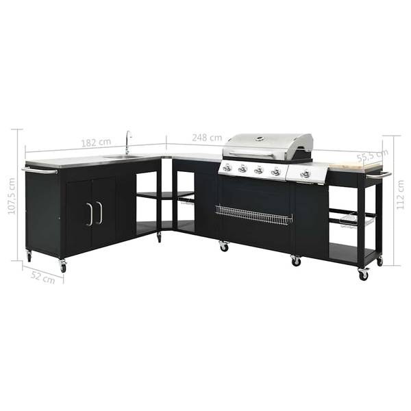 Gasgrill 40427 Schwarz - Edelstahl - 182 x 112 x 248 cm