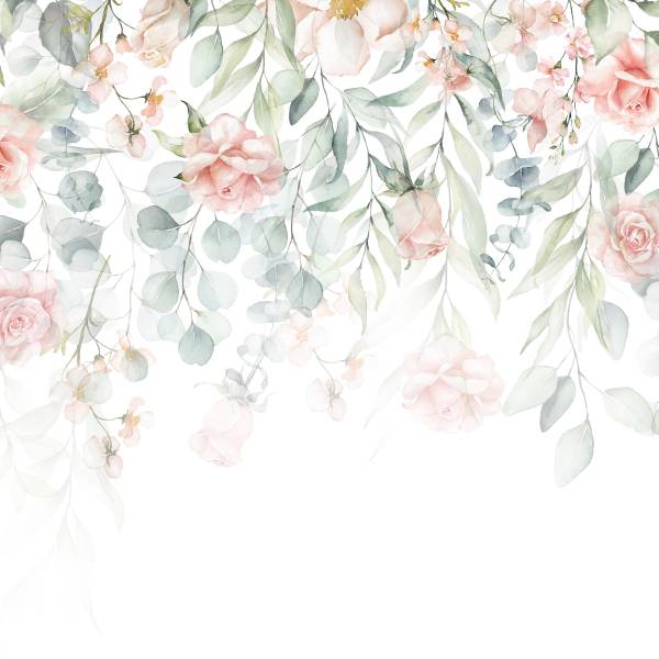 Vlies-Fotobehang DELICAAT Rozen Bladeren 90 x 60 x 60 cm