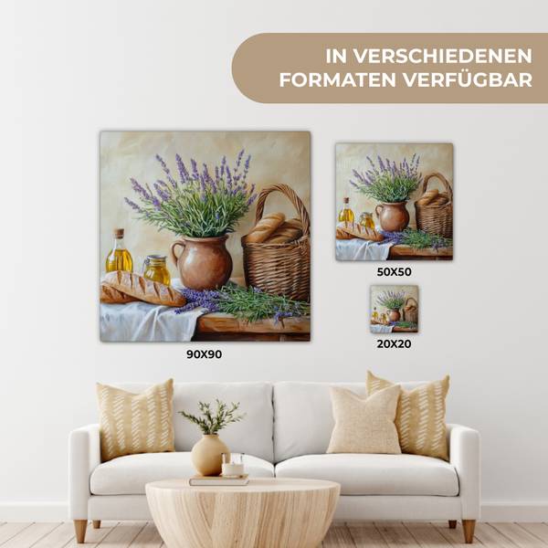 LEINWANDBILD Lavendel Violett - Baumwollstoff - 90 x 90 x 2 cm