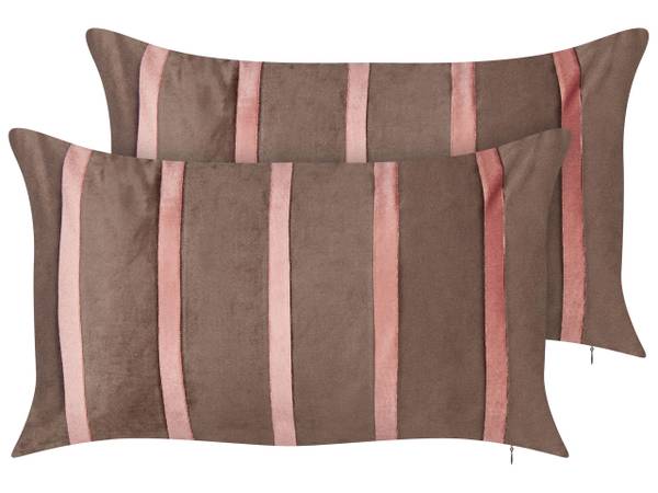 Coussin décoratif CRODYLINE Marron - Rose foncé - Textile - 35 x 15 x 60 cm